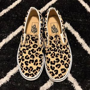 vans leopard print classic slip on shoes